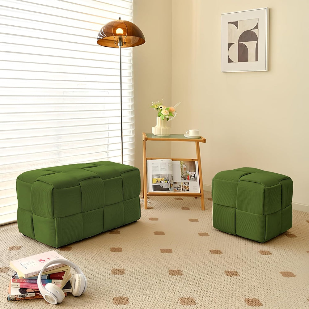 Cmishe 28" Rectangular Woven Corduroy Ottoman Footrest - Large Modern En...