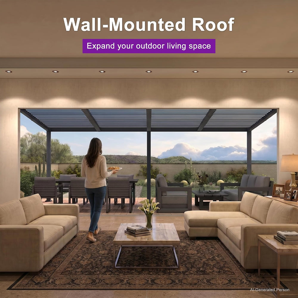 PURPLE LEAF Wall Mounted Pergola 10' x 20' Louvered Pergola,Aluminum ...