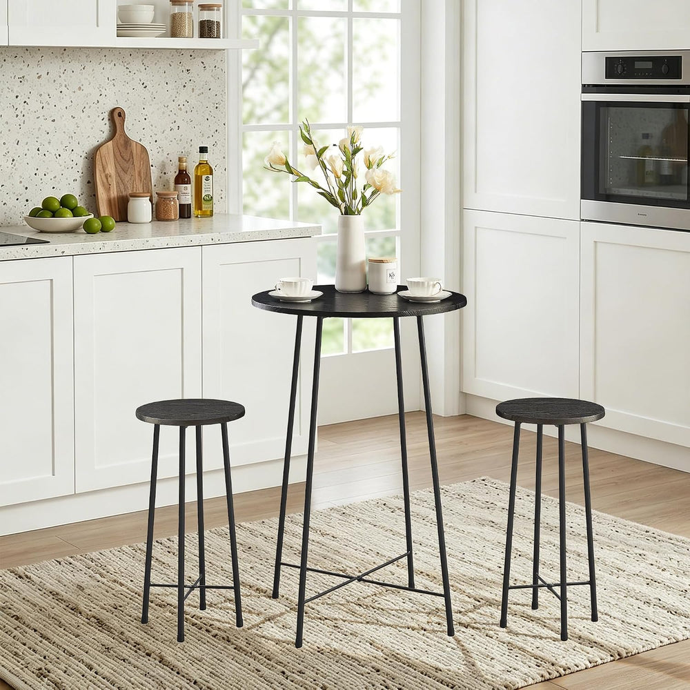 VECELO 3 Piece Pub Table and Chairs Sets Counter Height Bistro Bar Sets with ...
