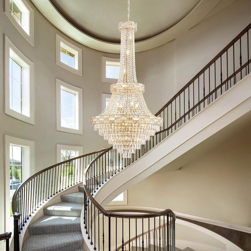 Large Luxury Gold Crystal Chandeliers 25 Lights Modern Chandelier for High Ce...