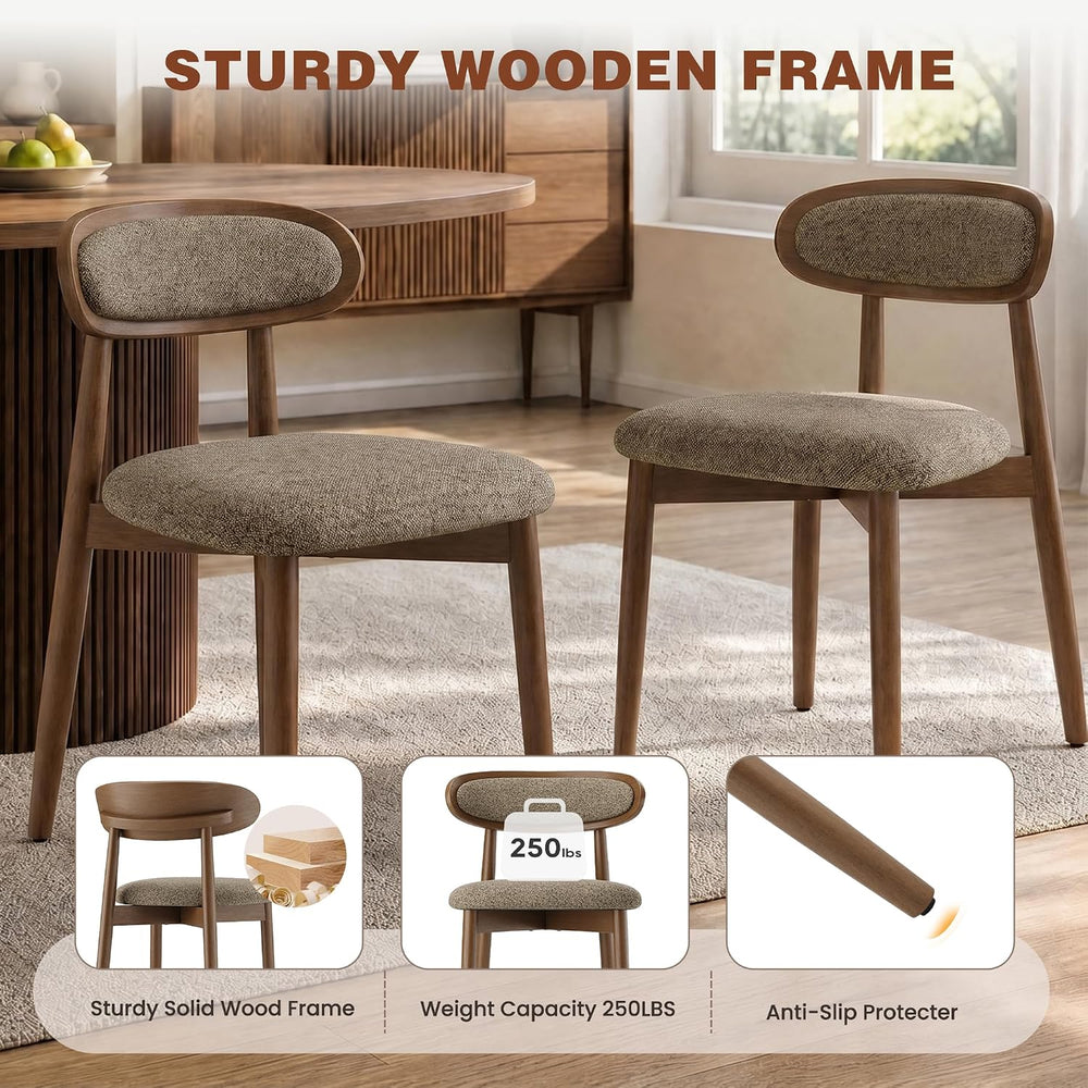 Dining Chairs Set of 6, Upholstered Dining Room Chairs with Solid Wood Legs