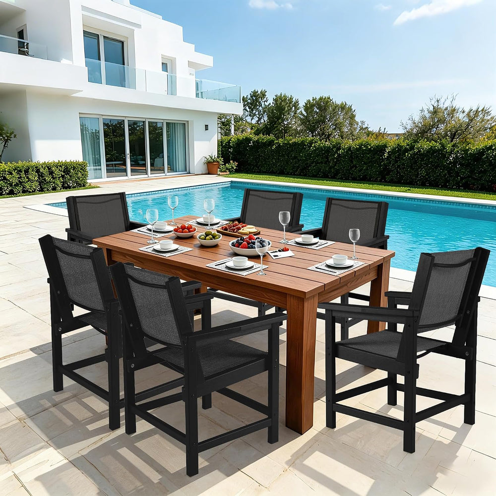 LZRS Dining Chairs,HDPE Outdoor Chairs Set of 2, All Wather Heavy Duty with C...