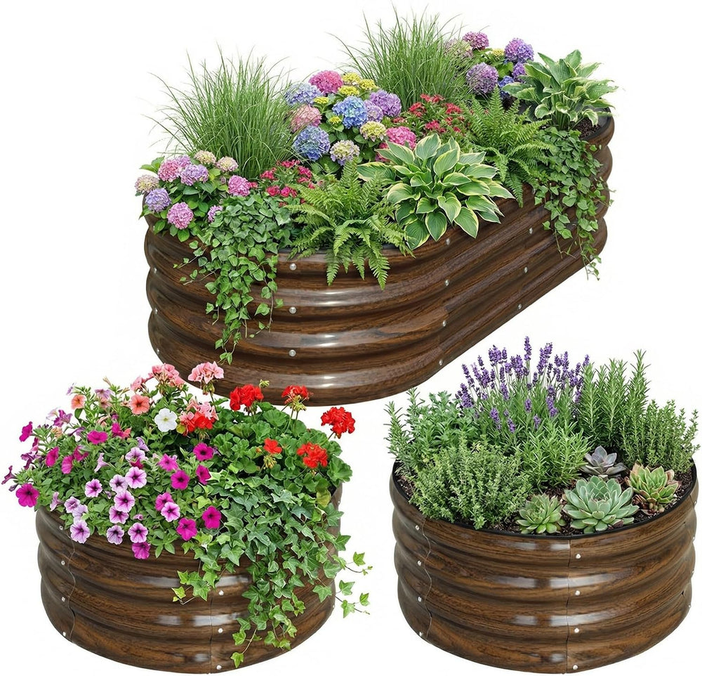 SnugNiture 3-Pack Galvanized Steel Raised Garden Bed Kit - 4x2x1 ft & 2x2...