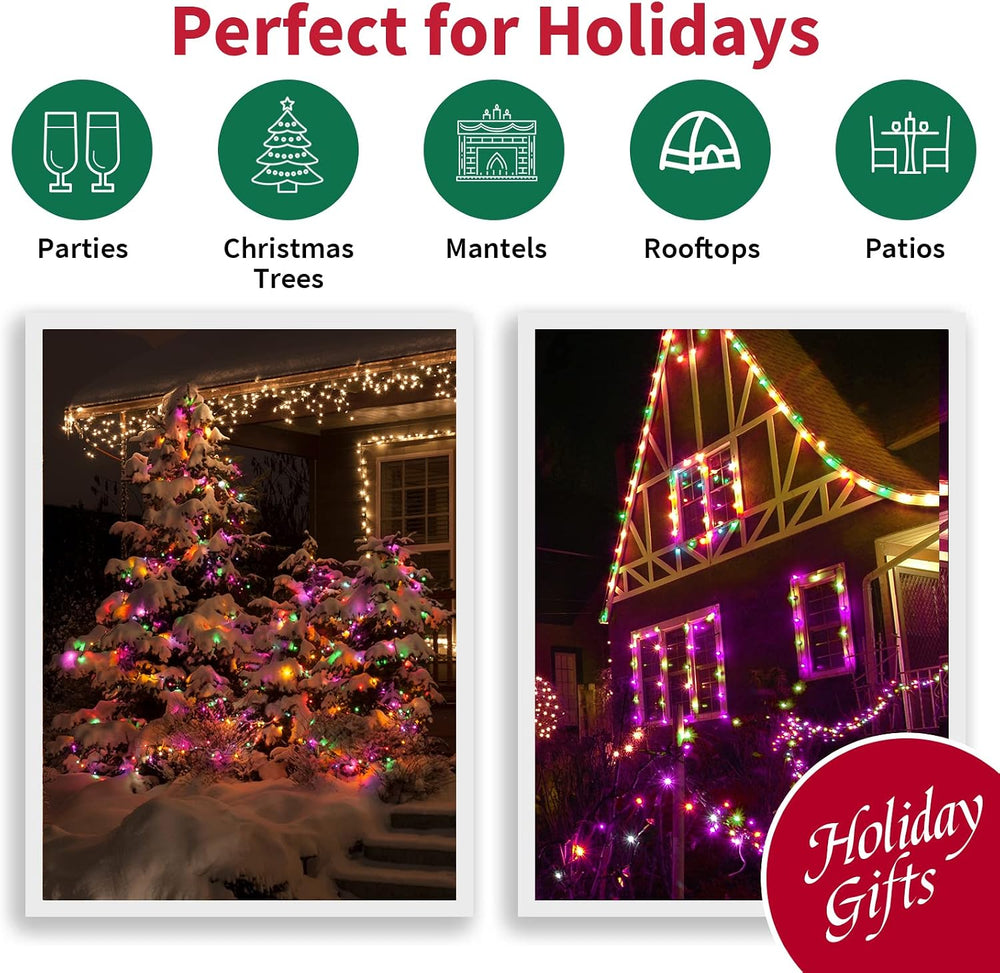 LAMPHOME Halloween String Lights - Orange Purple Green Mini Lights, 150count ...