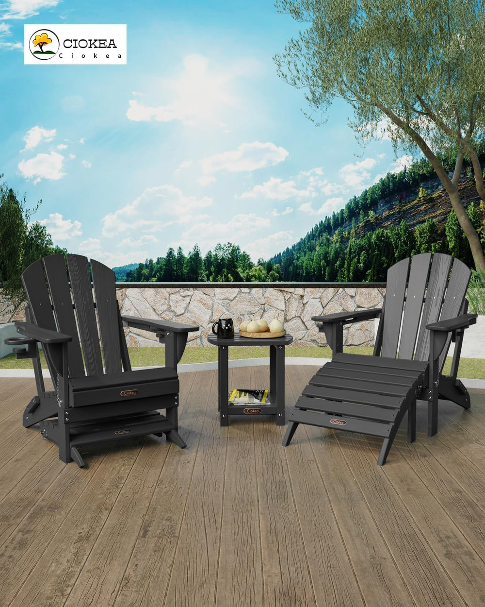 Ciokea Adirondack Outdoor Side Table,Black