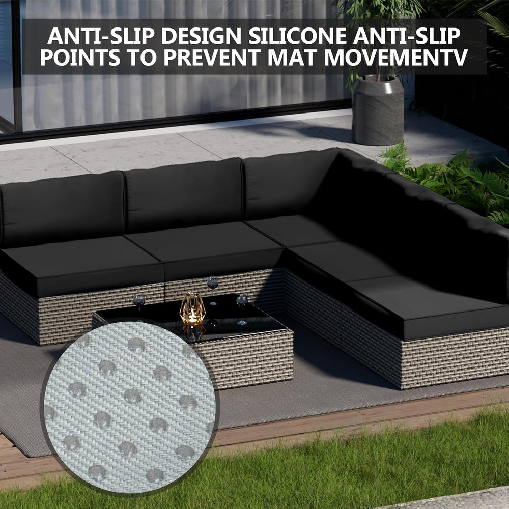 14 Piece Outdoor Patio Waterproof Cushion Covers, Fits 6-Seat Wicker Rattan S...