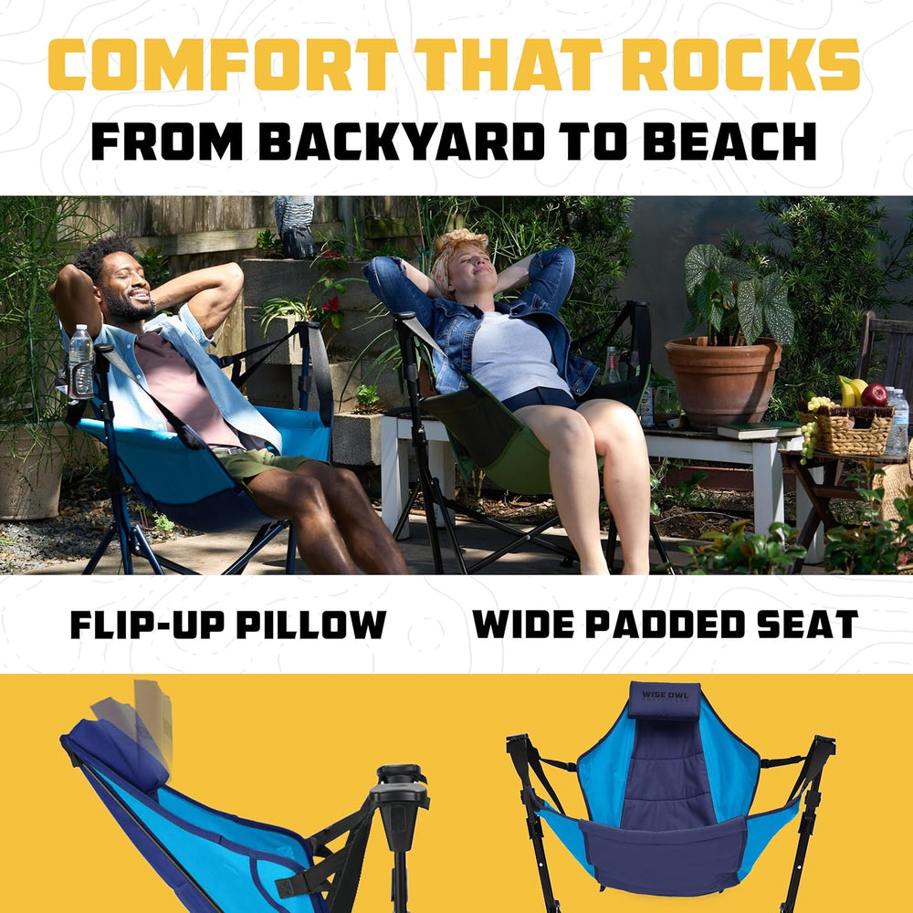 Wise Owl Outfitters Hammock Camping Chair for Adults, Adjustable, Blue
