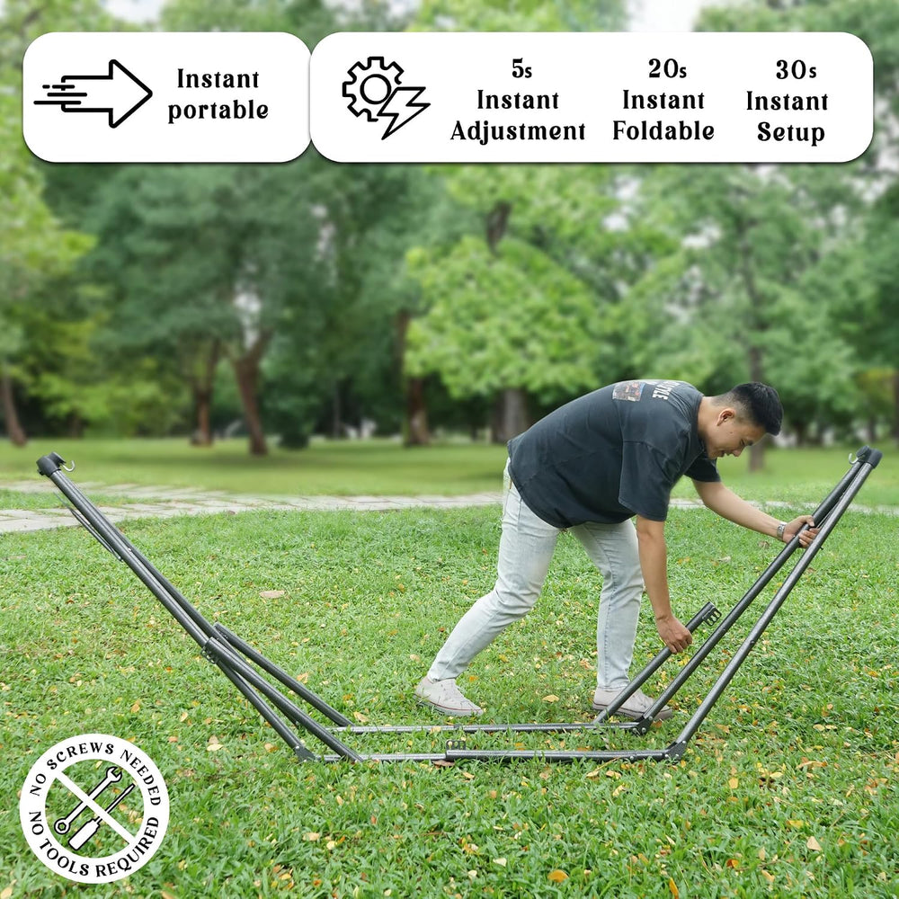 Tranquillo Uniki Adjustable Hammock with Stand Collapsible, 550 lbs, Aegean