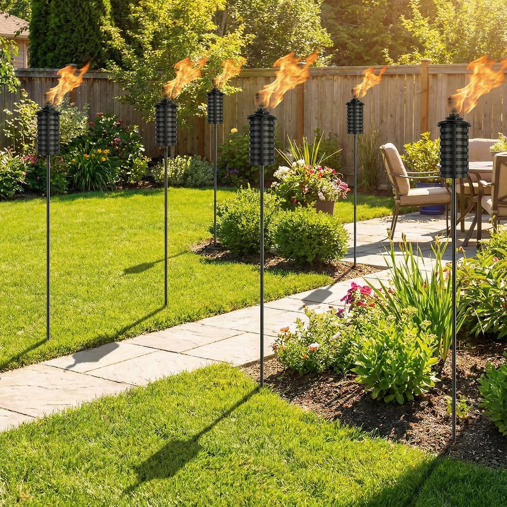 6-Pack Home Garden Torch , 16 Oz Outdoor Black Metal Torch Garden Décor ,60-I...