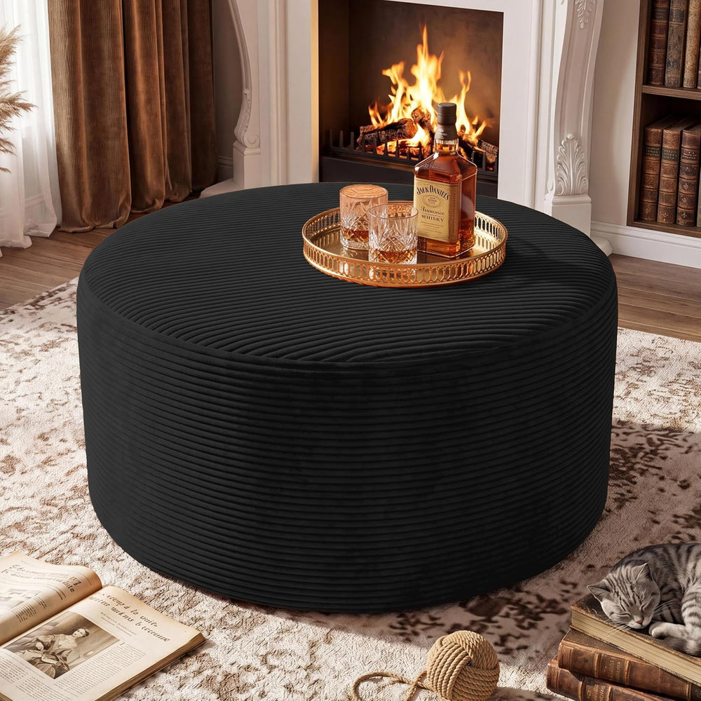 BSHOMGI Round Coffee Table Ottoman for Corduroy Cloud Sectional Couches in a ...