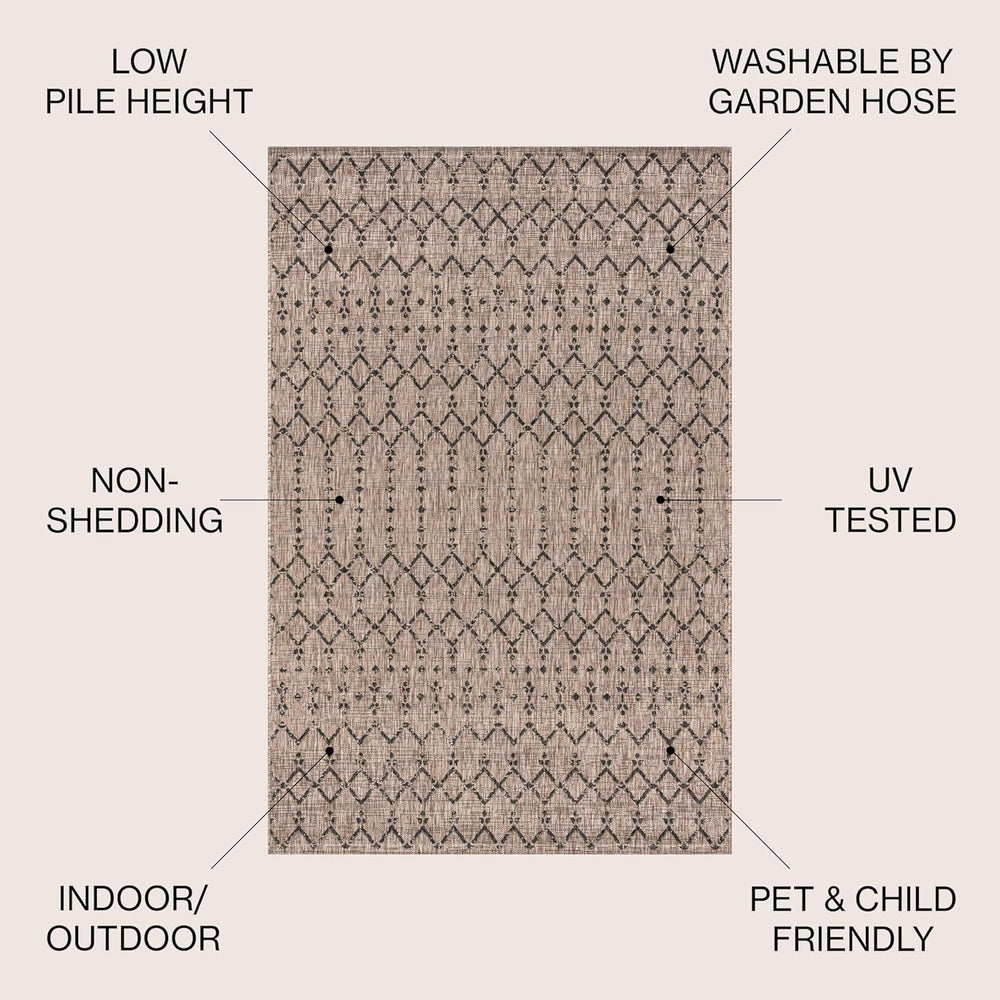 JONATHAN Y Moroccan Geometric Indoor Outdoor Area Rug 8X10 Natural/Black, Our...