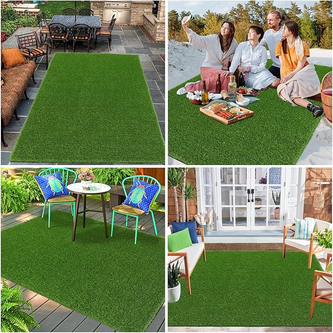 Bsmathom Artificial Grass Rug Indoor Outdoor Rug, 4x6Ft Artificial Grass Area...