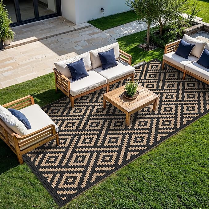 GENIMO Outdoor Rug for Patio Clearance, 9'x18' Waterproof Camping Mat...