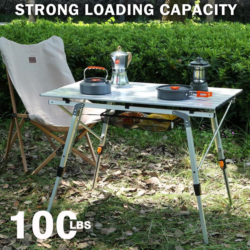 JOUYEK Folding Outdoor Camping Table, Lightweight Aluminum Camp Table White