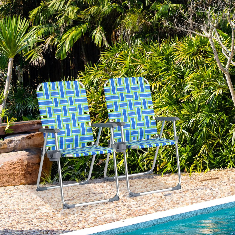 VINGLI Aluminum Patio Lawn Chairs Folding Set of 2 with Detachable Cup Holder...