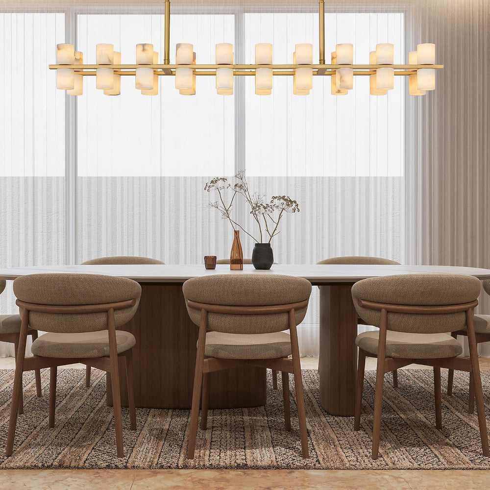 Alabaster Rectangular Chandelier for Dining Room, L54in Modern Chandeliers, A...