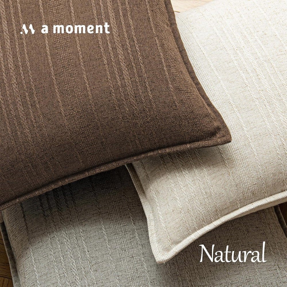 a moment Linen Pillow Covers Set of 2,Boho Farmhouse Throw Pillowcases Neutra...