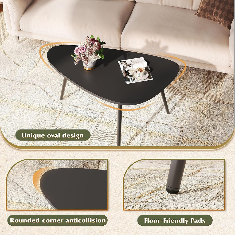 WLIVE Oval Coffee Tables, Modern Coffee Table for Living Room, Coffe Table fo...