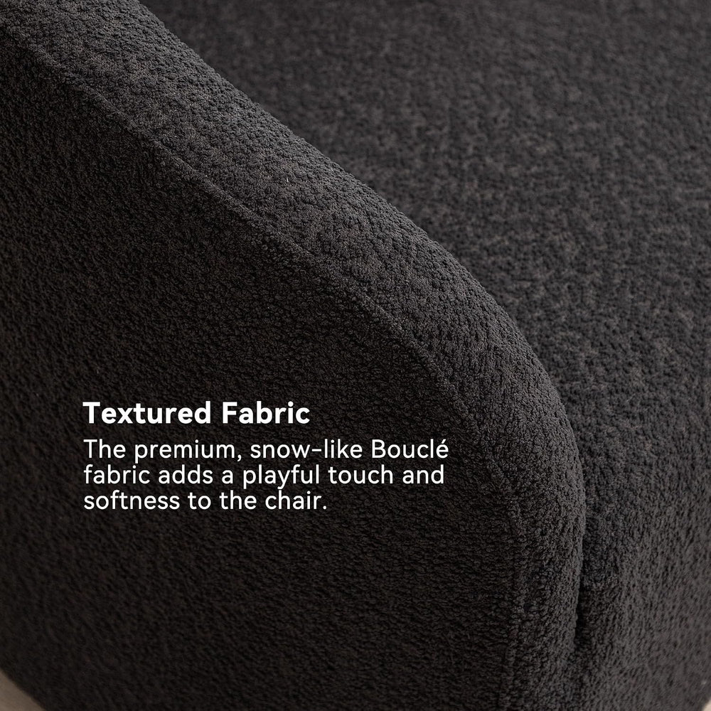 KINWELL 32" Wide No Assembly Boucle Swivel Barrel Chairs Set of 2, Black