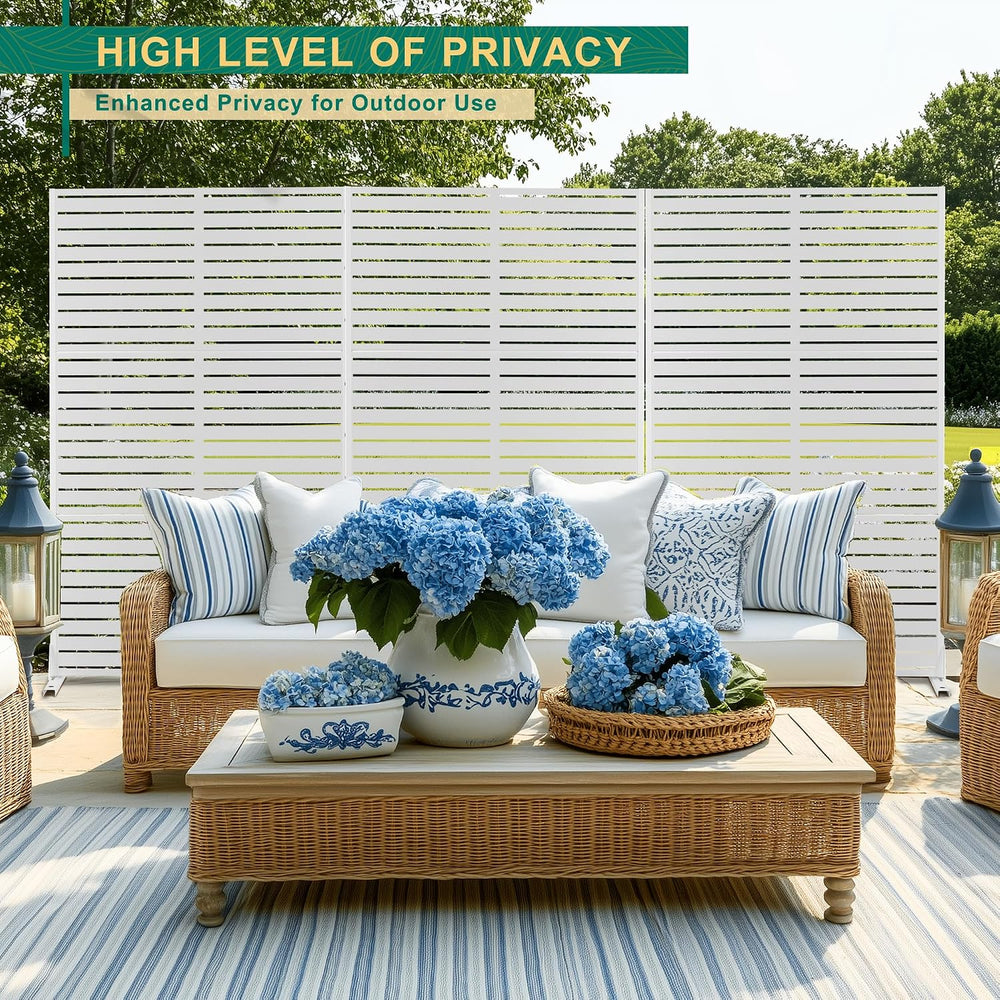 72" H×47" W Metal Outdoor Privacy Screen Freestanding, Panels for P...