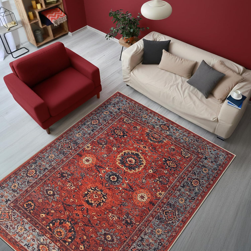 Keen Home Design Vintage Washable Area Rug, Non-Slip Low Pile, 5x7