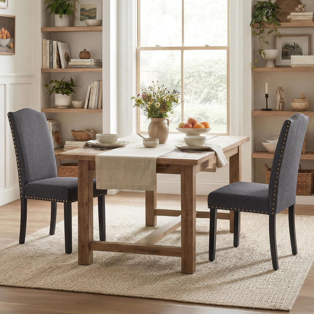 Yaheetech Dining Chairs Set of 2 High Back Parson Chairs Dark Gray