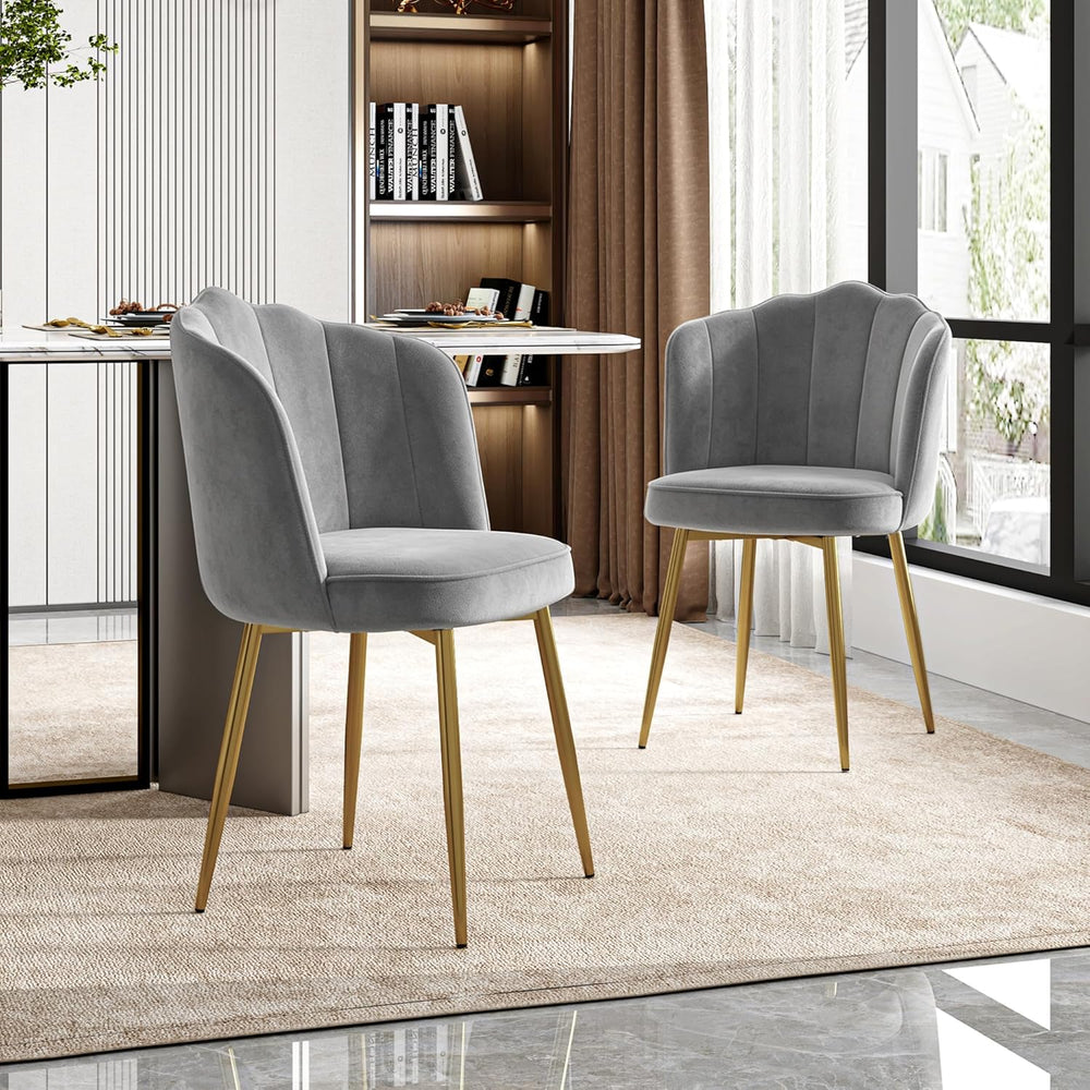 VECELO Velvet Dining Chairs Set of 2, Modern Upholstered Kitchen Chairs with ...