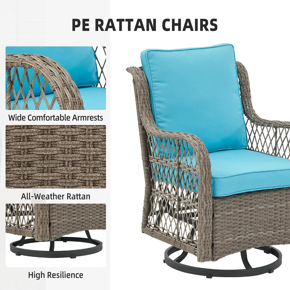 GAOMON 3 Pieces Outdoor Swivel Rocker Chair Set of 2 with Small Side Table, 3...