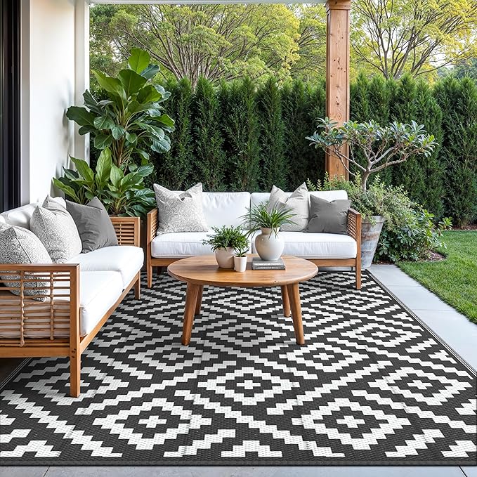 GENIMO Outdoor Rugs 8x10 Waterproof, Reversible Mats, Area Plastic Straw Rug,...