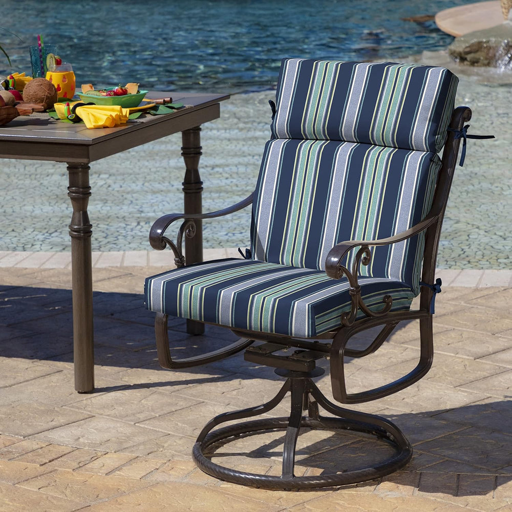Arden Outdoor Chair Cushion, 21 x 20, Rain-Proof, Fade Resistant Sapphire Aur...