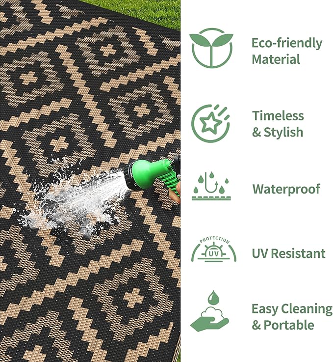 GENIMO Outdoor Rug for Patio Clearance, 6'x9' Waterproof Camping Mat,...
