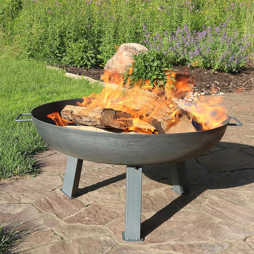 Sunnydaze 30" Heavy-Duty Cast Iron Fire Pit Bowl for Outside, Wood-Burning