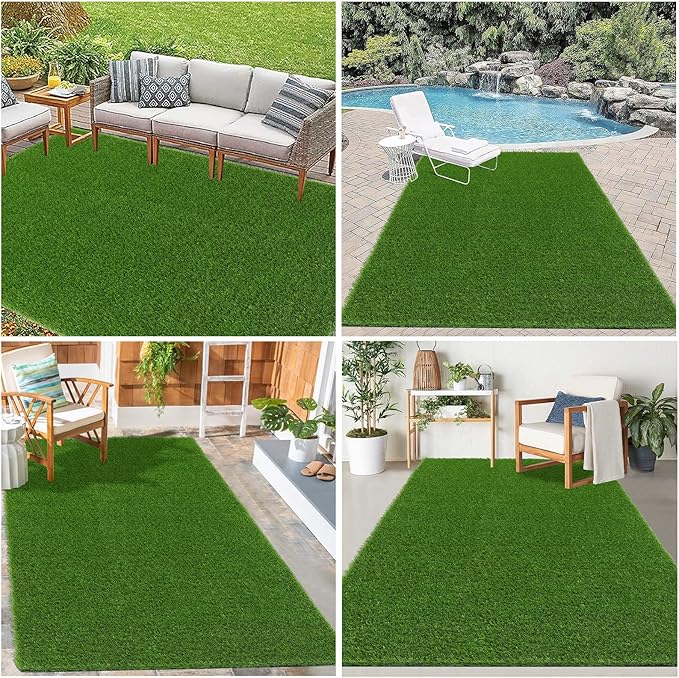 Bsmathom Artificial Grass Rug Indoor Outdoor Rug, 4x6Ft Artificial Grass Area...