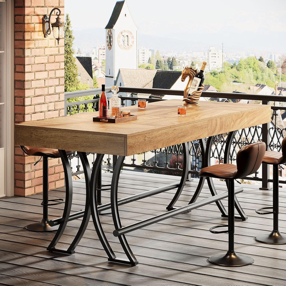 Tribesigns 63" Counter Height Bar Table with Metal Footrest, Rectangular...