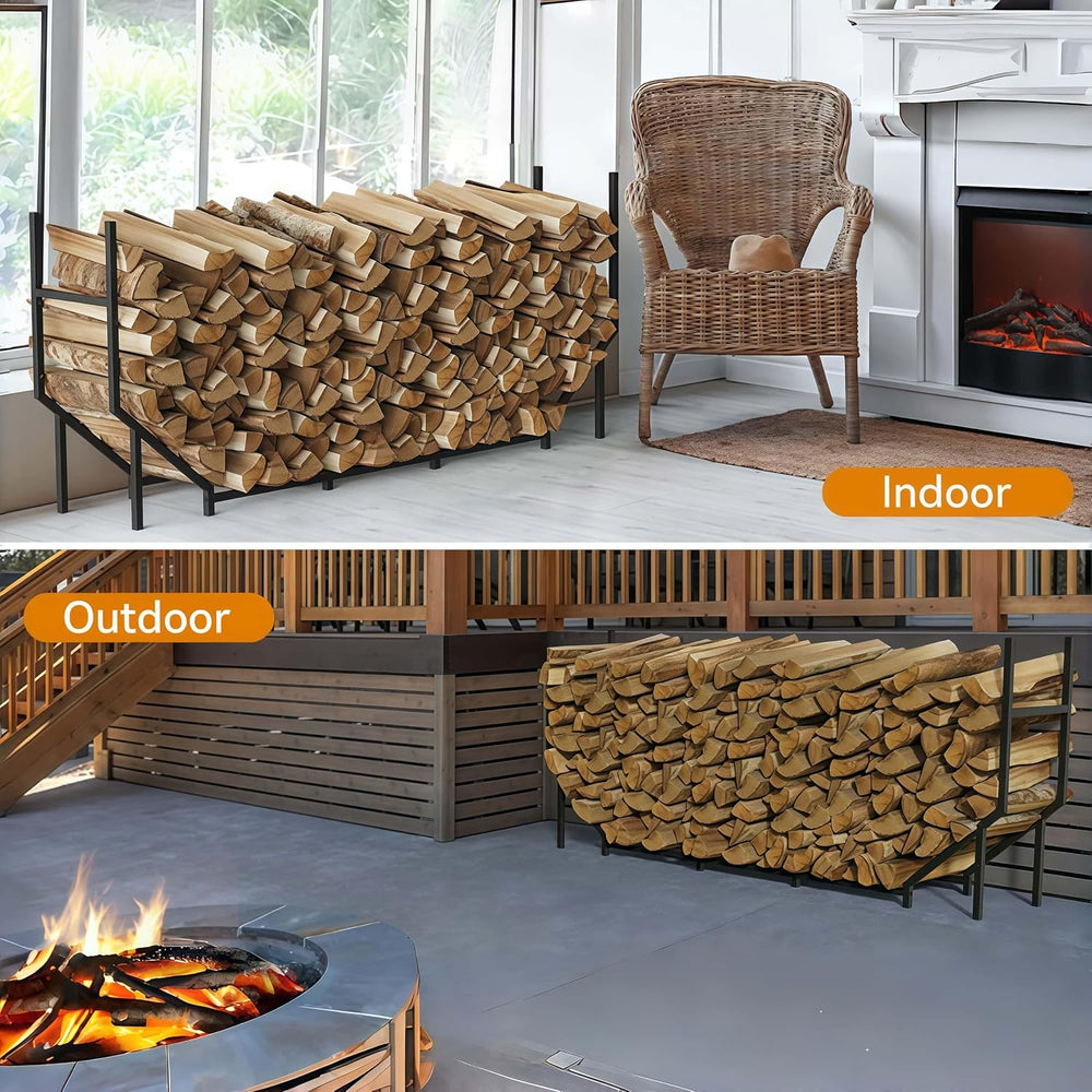 6 ft Firewood Rack Outdoor, Heavy Duty Metal Fire Wood Rack for 880LBS Capaci...