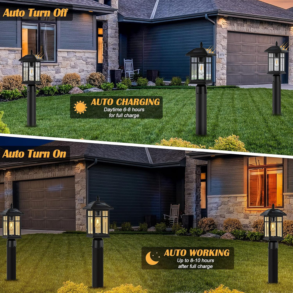 Brilvibera Solar Post Lights 2 Pack Outdoor Lamp Post Solar Light