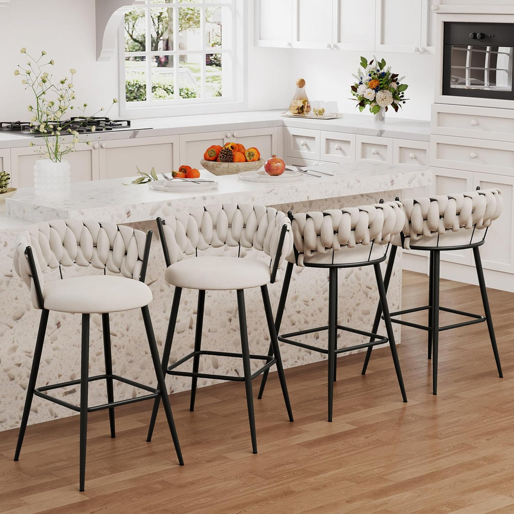 HAOBO Home 26" Metal Bar Stools Counter Height Barstools Set of 4 Modern...