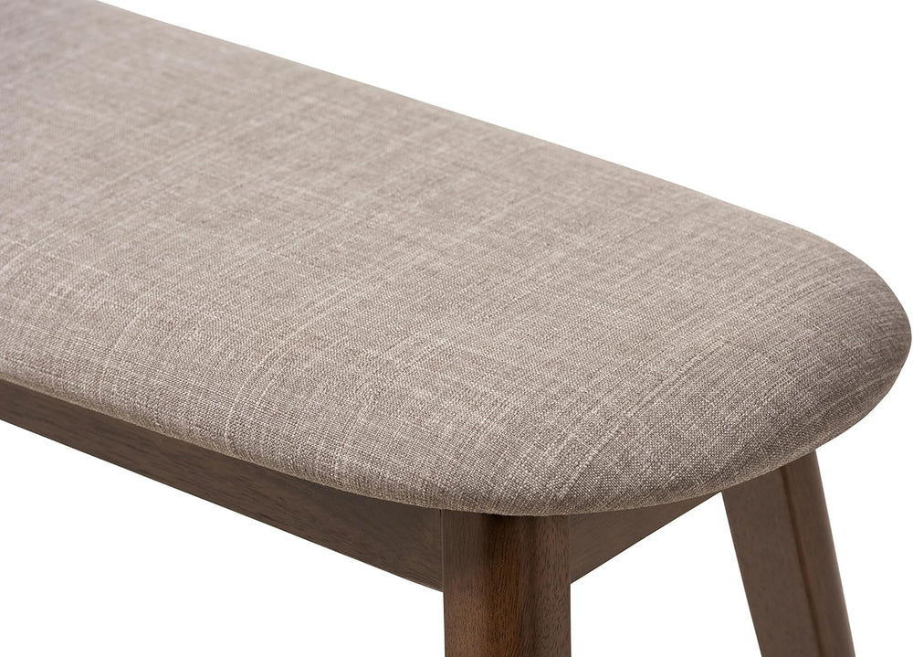 Baxton Studio Easton Mid-Century Modern Light Grey Fabric Upholstered Walnut ...