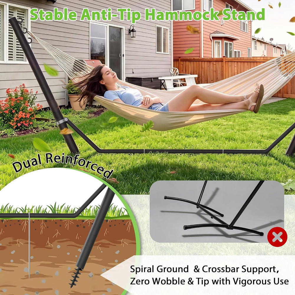 Hammock Stand, 8-12FT, Black, 600lbs, Universal, Weather Resistant