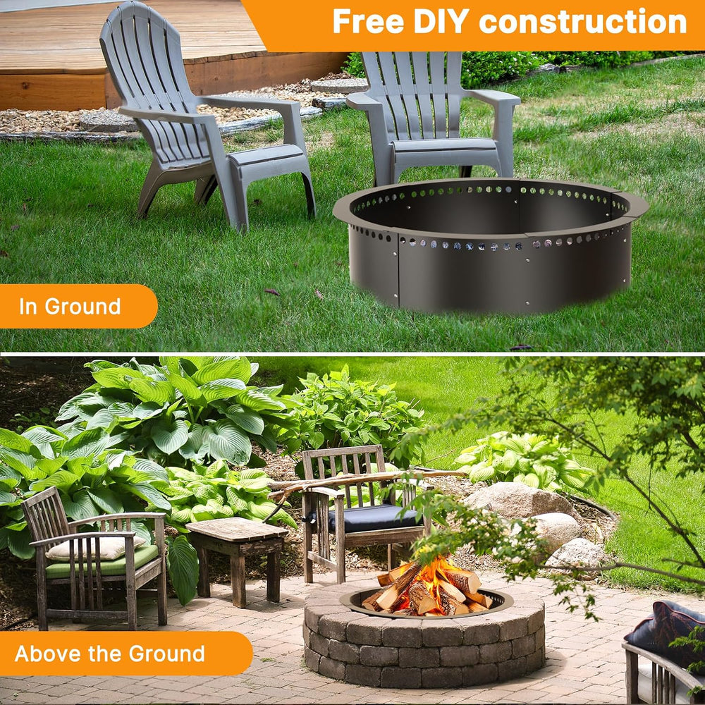 Smokeless Fire Pit Ring, 52-Inch Outer/48-Inch Inner Heavy Duty Large Solid M...