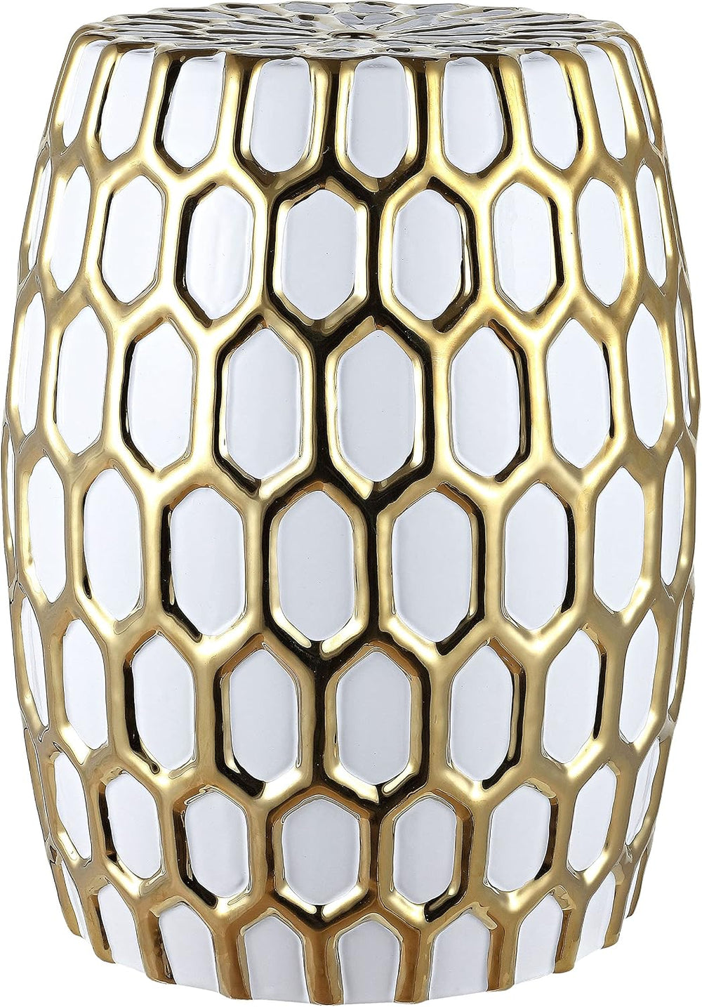 SAFAVIEH Outdoor Collection Laili Golda and White Ceramic Garden Stool