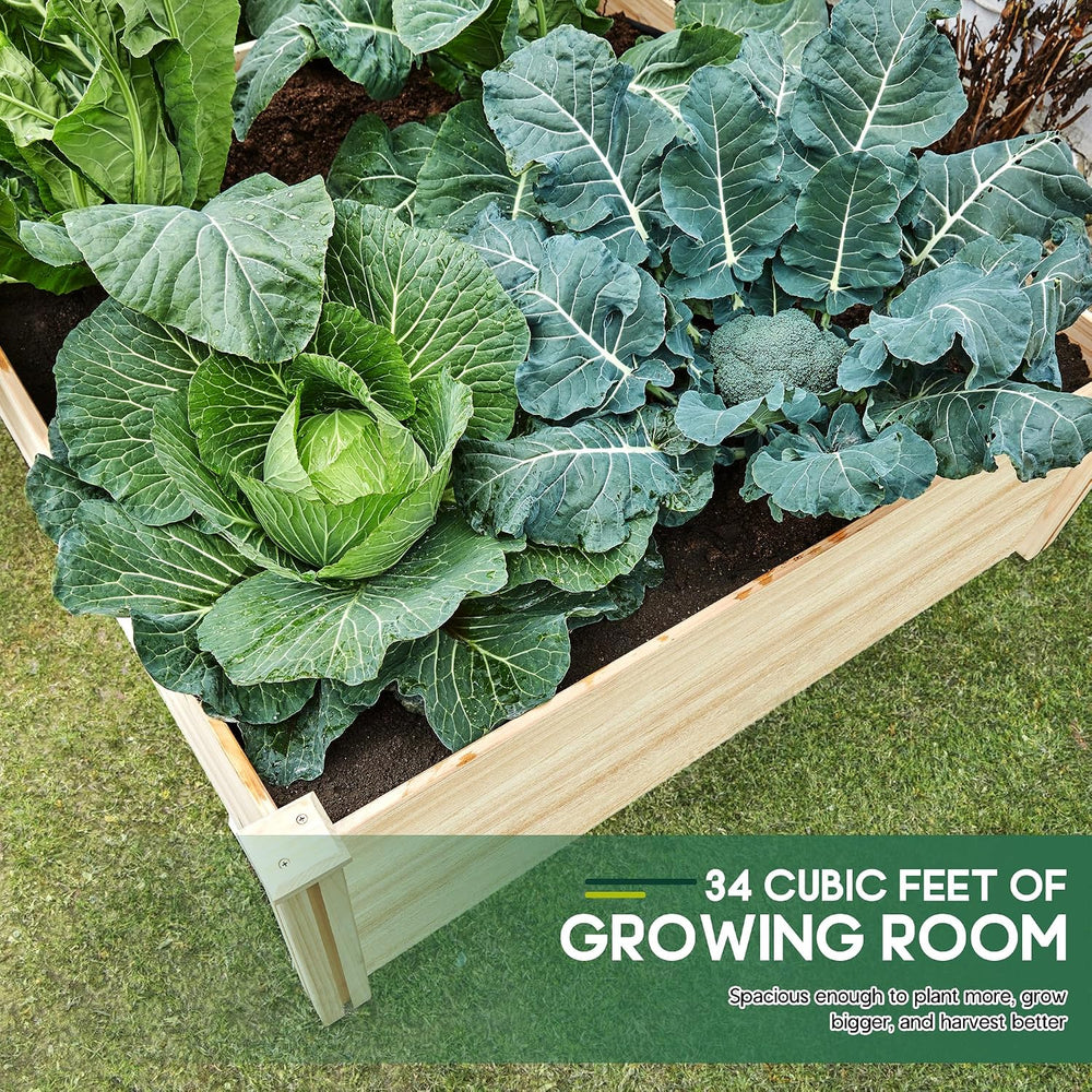 SPECRAFT 8x4 Ft Wood Raised Garden Bed, 15 Inch Deep Planter Box