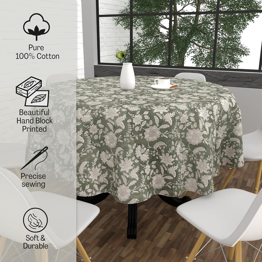 FYNITE Forest Frost Tablecloth | 72" Inches Round | 100% Cotton | Hand B...