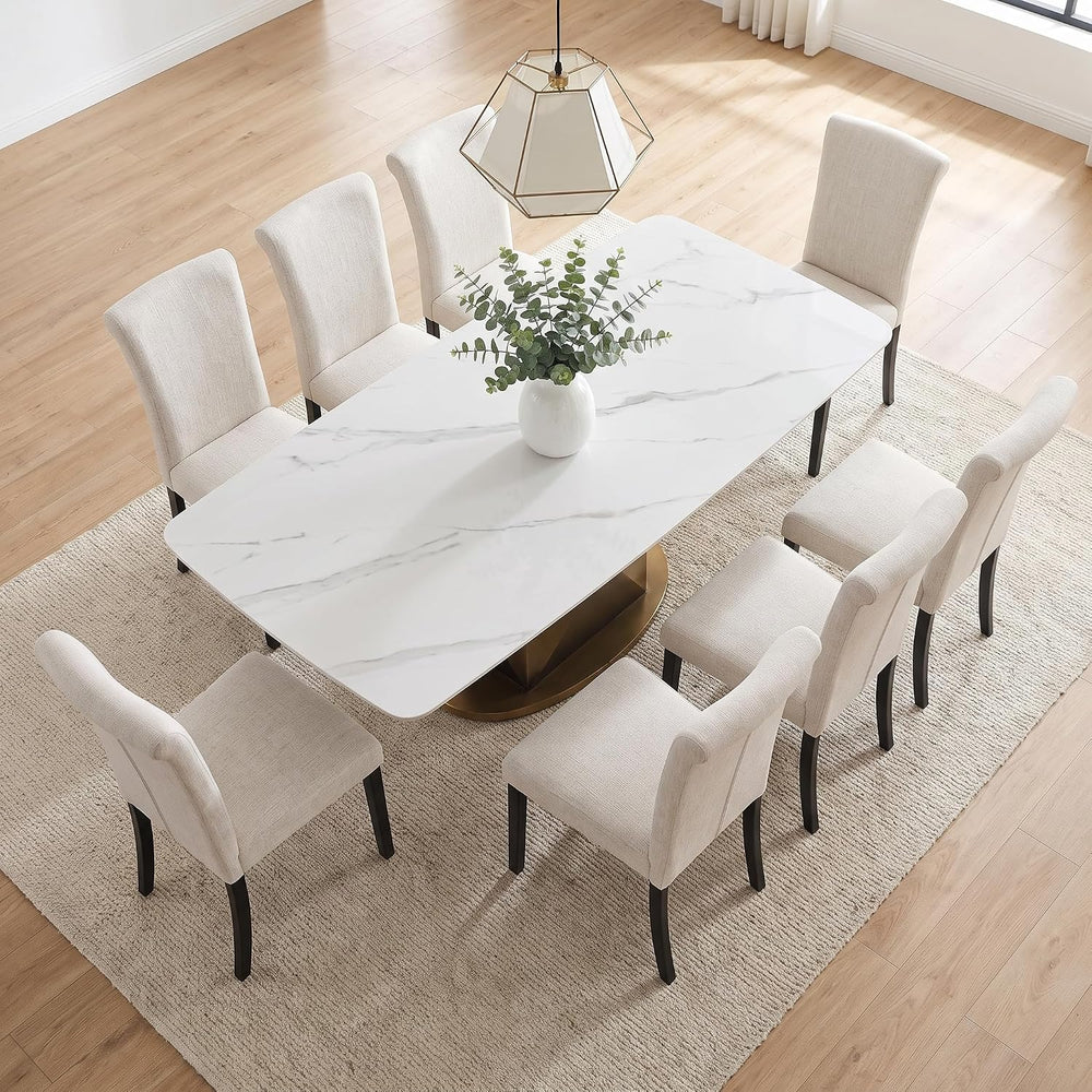 ACEDÉCOR Dining Chairs Set of 6, Modern Off White Linen Upholstered Dining Ch...