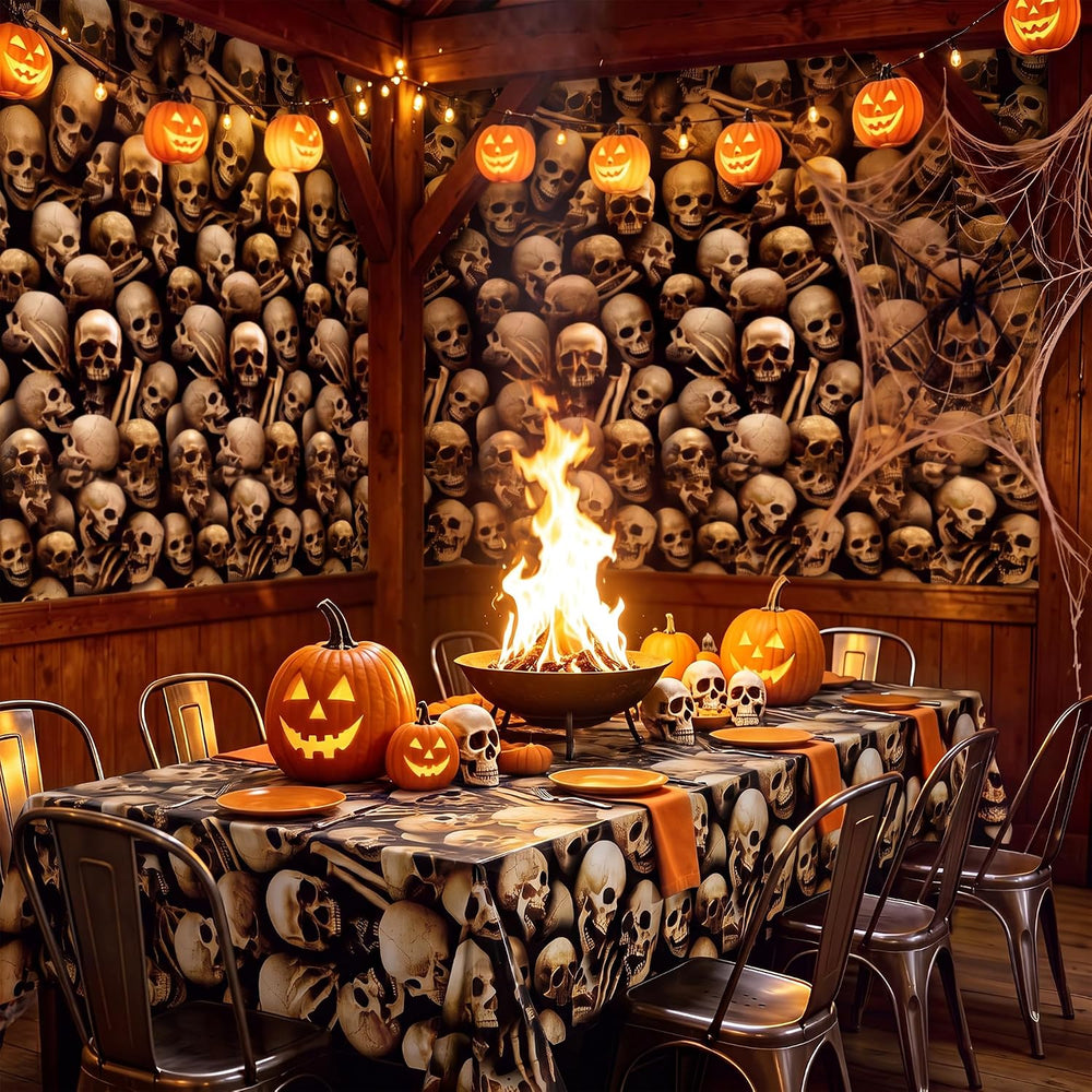 Kochorie 100 Ft x 54 Inch Halloween Graveyard Skeleton Tablecloth Roll with C...