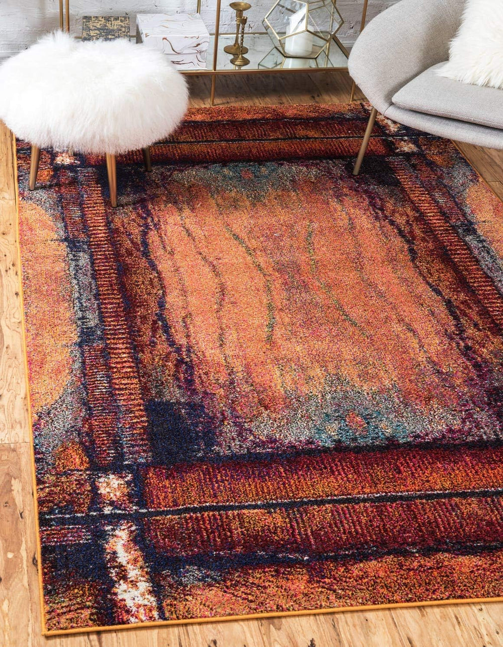 Unique Loom Estrella Collection Rustic, Distressed, Modern, Abstract Area Rug...