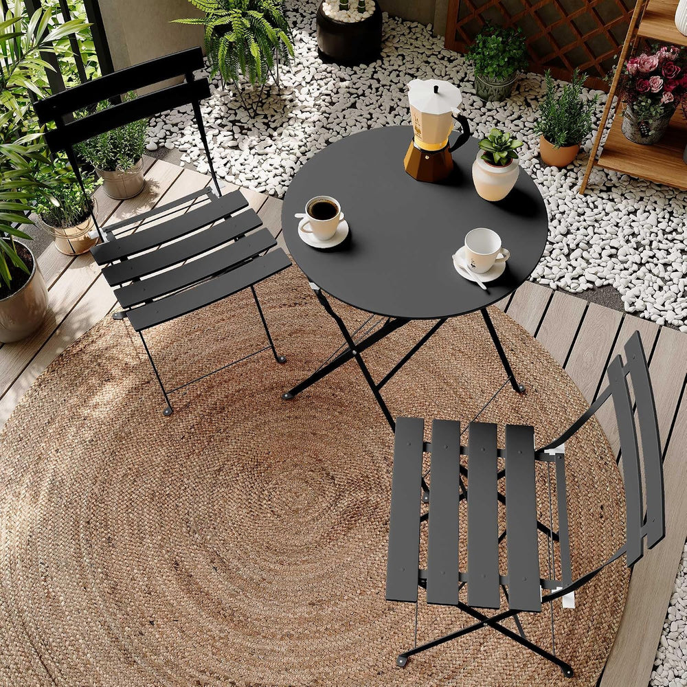 LAUSAINT HOME 3-Piece Folding Bistro Set, 2 Chairs and 1 Table, Weather-Resis...