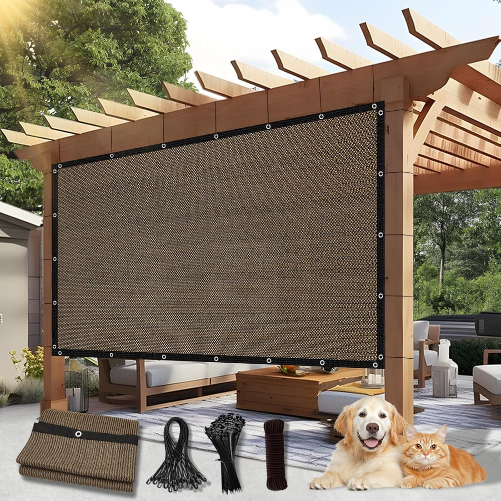 90% Outdoor Sun Shade Cloth, 6'×10' Pergola Shade Cover with Grommets...