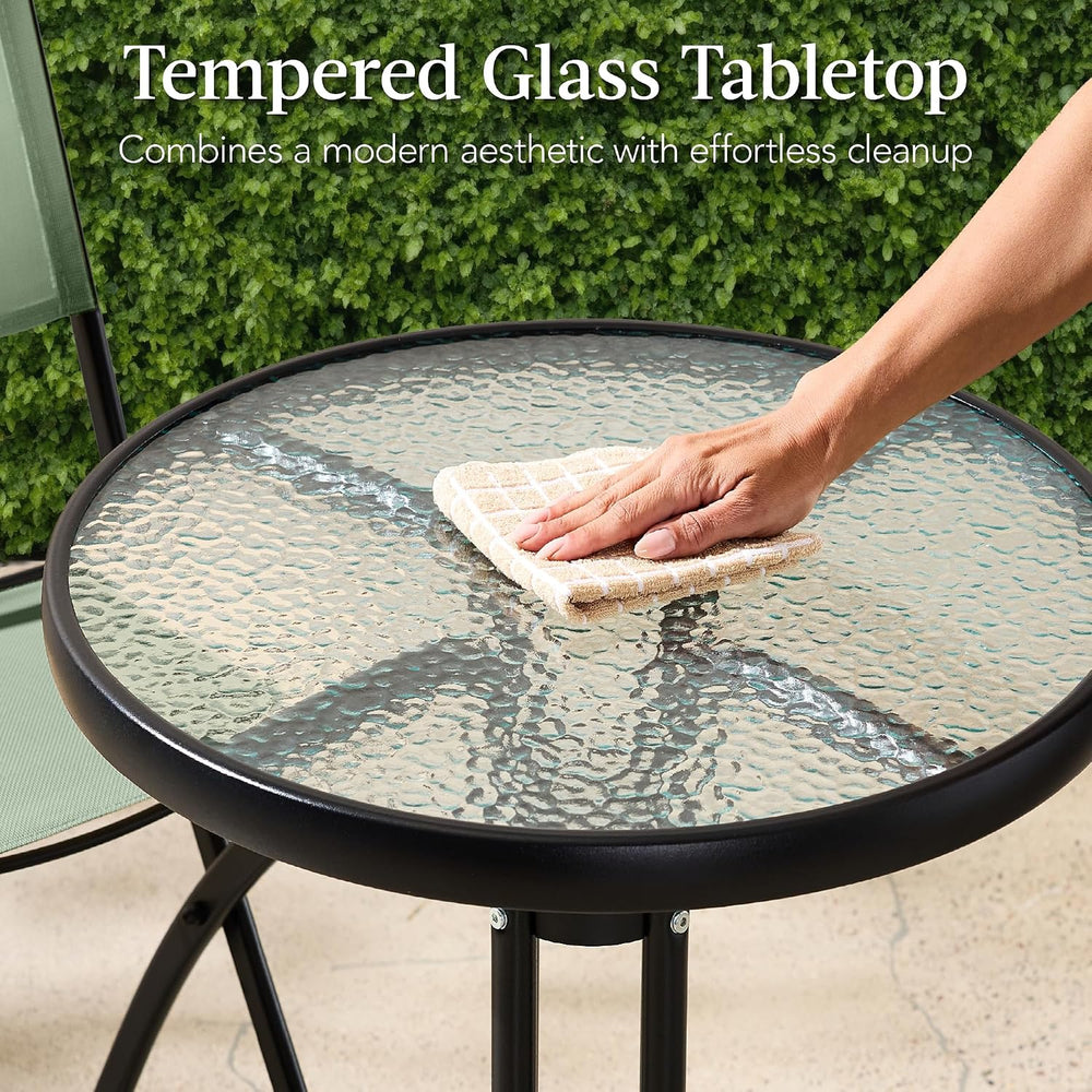 Best Choice Products 3-Piece Patio Bistro Dining Furniture Set w/Textured Gla...