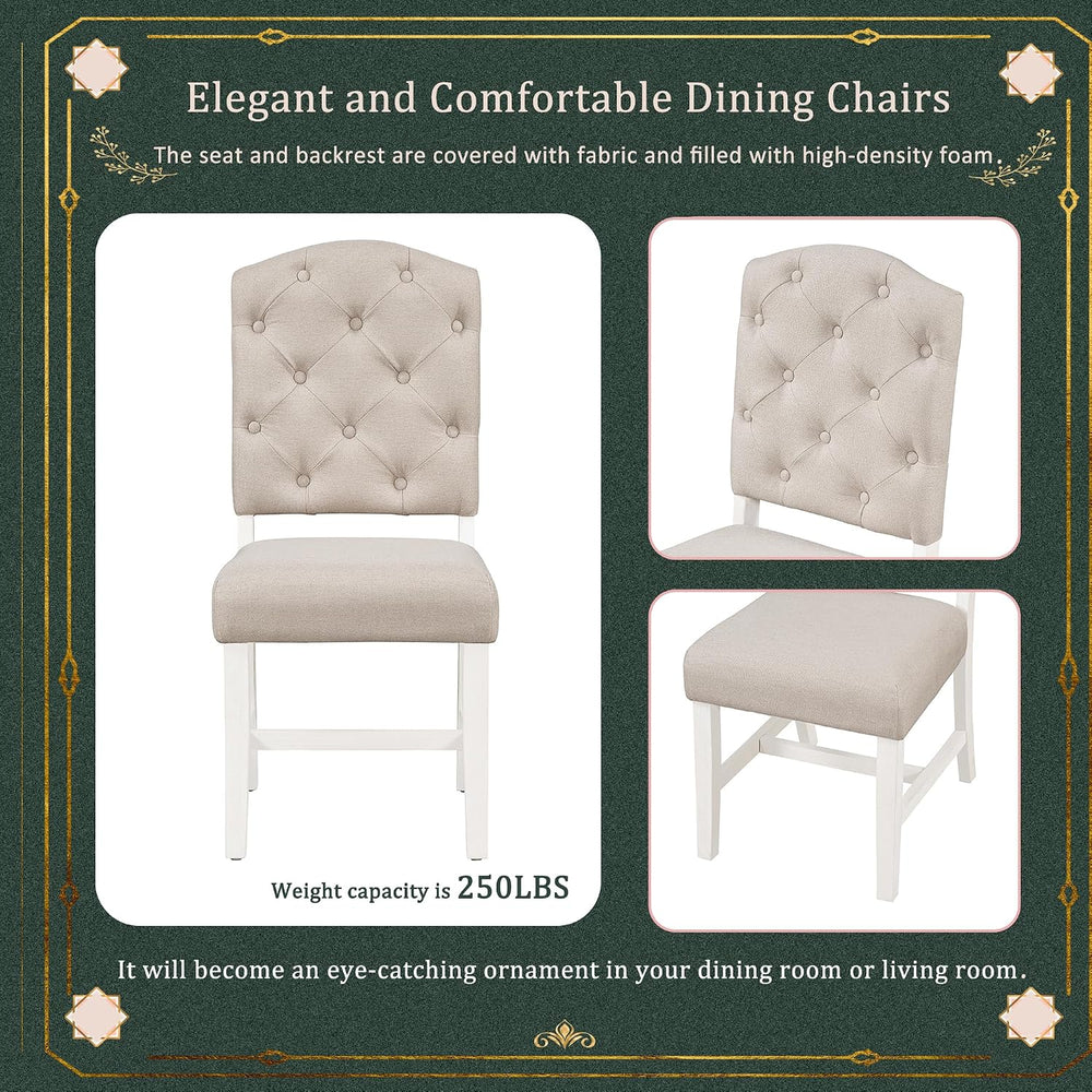 Bellemave Extendable Dining Table Set, 5-Piece Round Table Set with 4 Upholst...